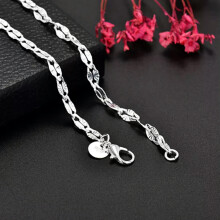 Collier chaîne plate en argent sterling 925, 4 mm, 65 cm