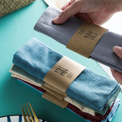 Serviettes de table en coton style lin, lot de 2, 38 x 28 cm 2