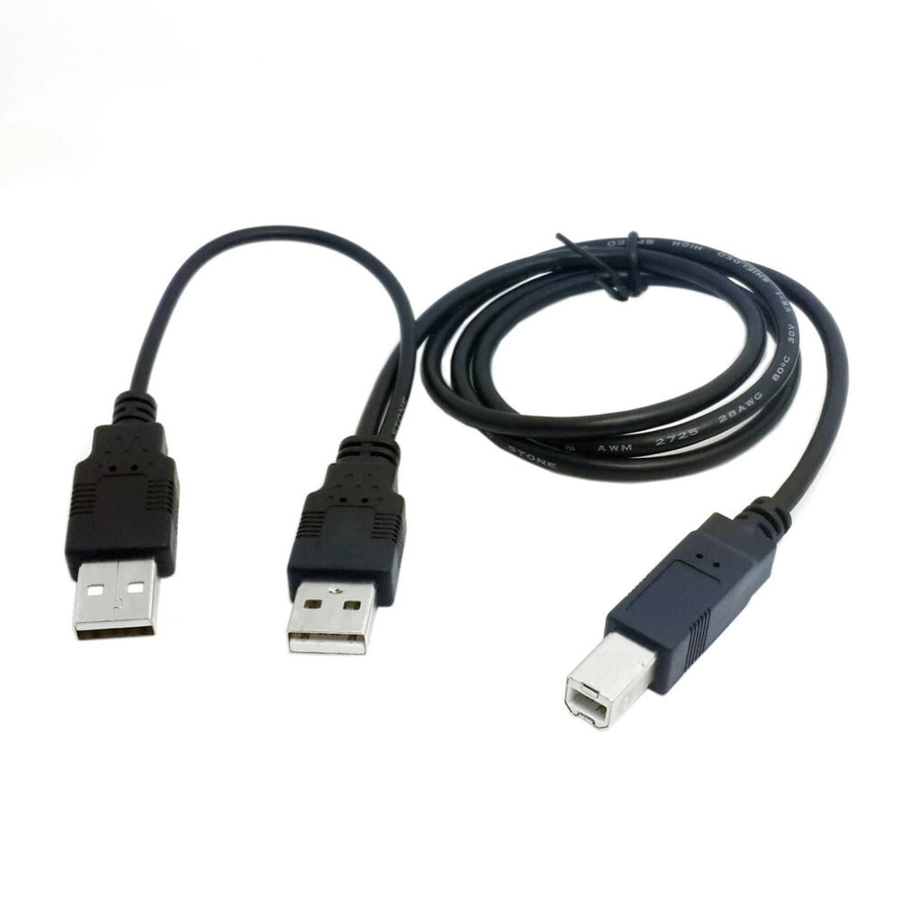Usb 2.0 Y Cable Dual A To B For Printer Scanner Hdd 971050927350