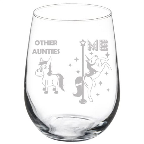 Ποτήρι Κρασιού Auntie Superstar Unicorn Αστεία Θεία (17oz Χωρίς Στέλεχος)