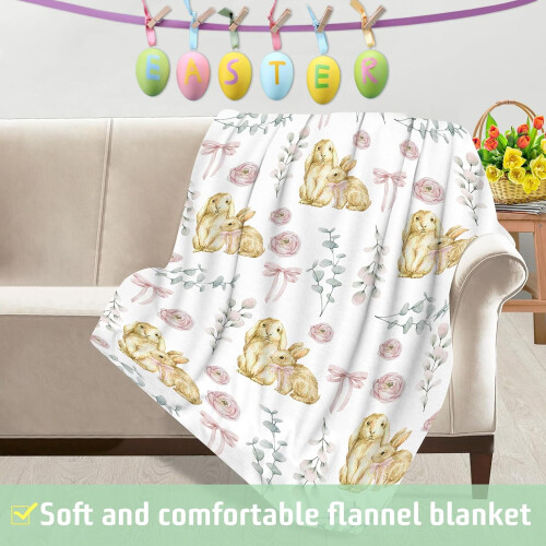 Couverture en peluche lapin de Pâques rose 40x30 pouces 1
