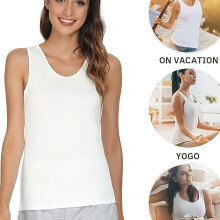 (1pc-White, 18) Women's Sleeveless Tank Tops - Soft Stretchy Comfortable Camisoles, Relaxed Casual Layering Shirts, 4 Colors