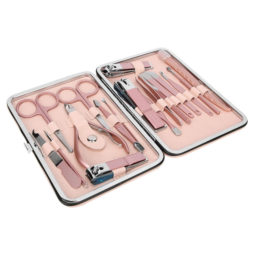Nail Cuticle Clipper Stainless Steel 18-piece Rose Gold Set