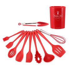 Juego de utensilios de cocina de silicona DEWIN11PCS - Herramientas de cocina antiadherentes, espátula, cucharón, cuchara, compatibles con sartenes