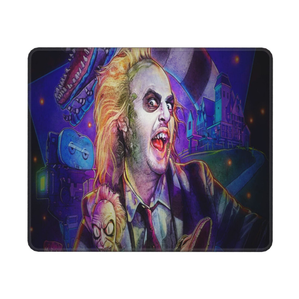 Beetlejuice Mouse Pad 10X12 Inch Stitched Edge Non-Slip Green 900881649155