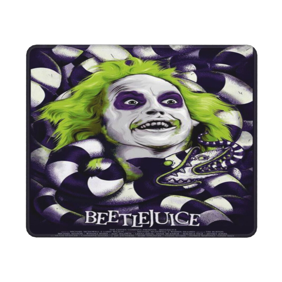 Beetlejuice Mouse Pad 10X12 Inch Stitched Edge Non-Slip Green 900881649636