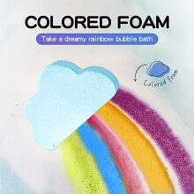 (Blue) Blue Rainbow Cloud Bath Bomb Gift Set - Gently Cleanses for Soft Skin, Water-Soluble Colored Foam, Aromatic Bath for