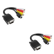 2 db VGA SVGA - S-Video 3RCA TV AV Out TV-Out átalakító adapterkábel laptophoz, PC-hez, televízióhoz, fekete