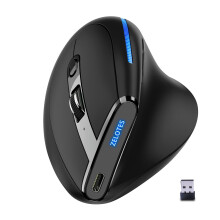 ZELOTES Master F36A Ratón vertical inalámbrico 2.4G recargable Blu-ray Pulsera para ordenador