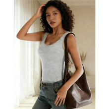 (1pc-Gray, 8) Mouwloze tanktops voor dames - Zachte rekbare, comfortabele camisoles, ontspannen casual gelaagde shirts, 4 kleuren
