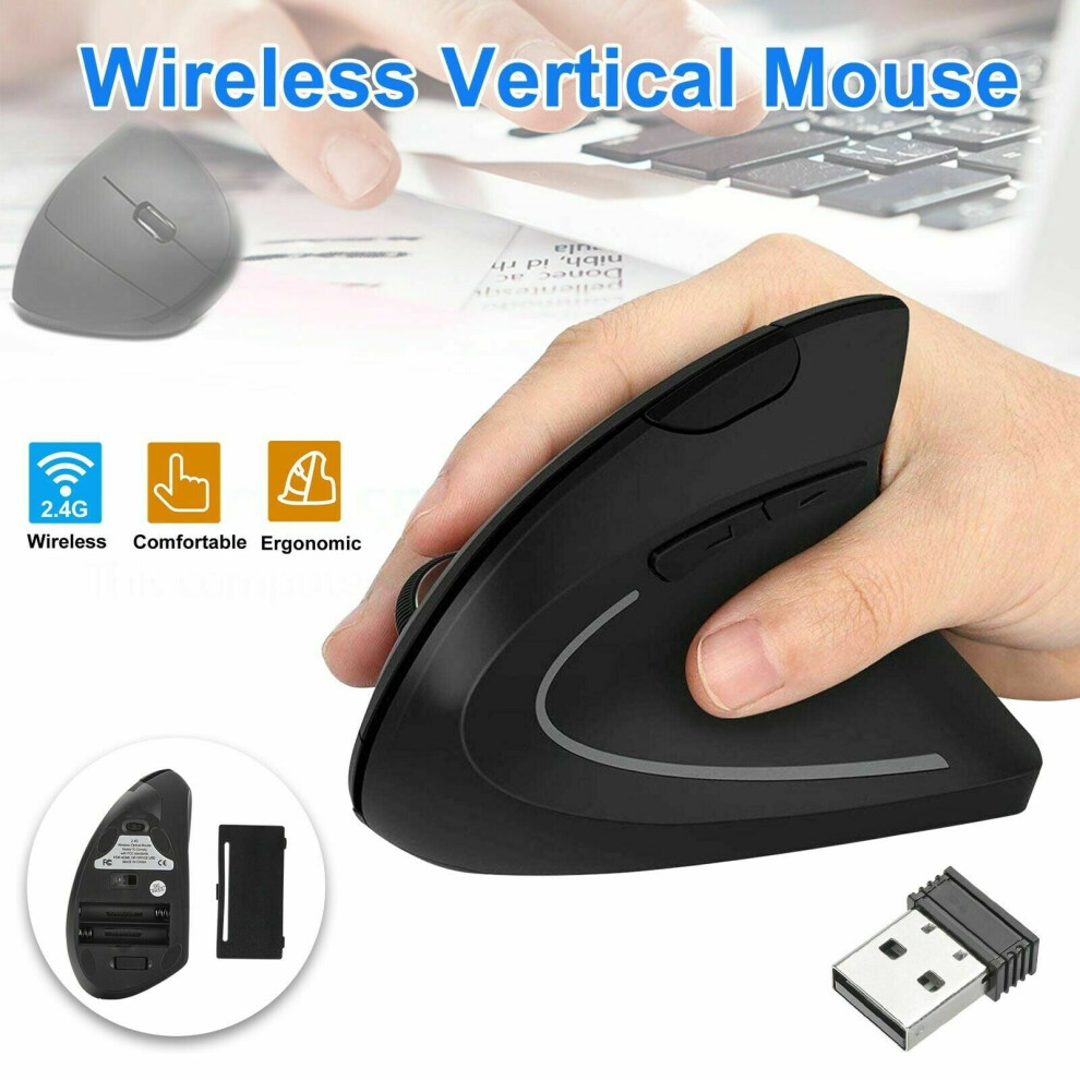 Ergonomic Vertical Optical Mouse Usb Wireless 2.4Ghz 900881658669