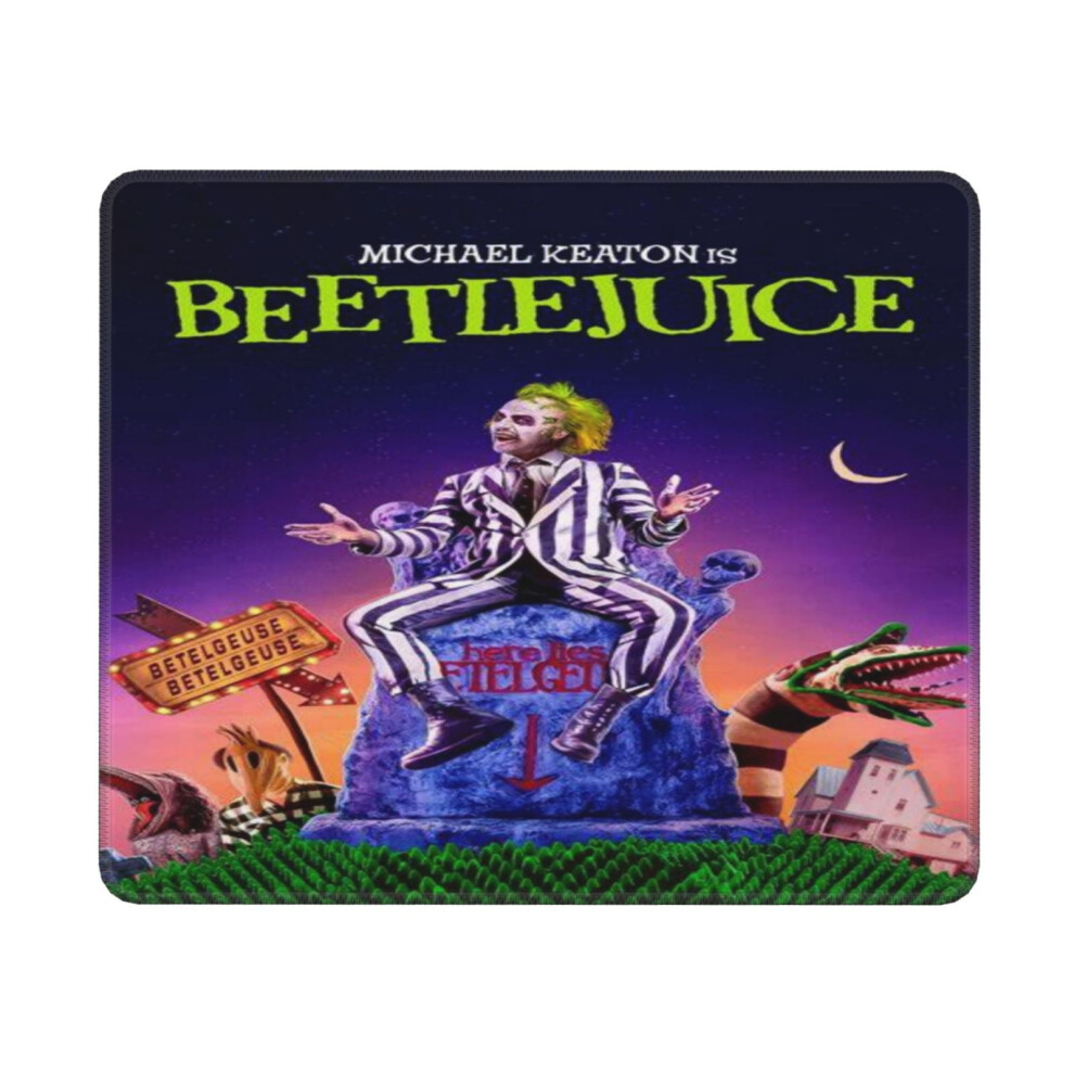 Beetlejuice Mouse Pad 10X12 Inch Stitched Edge Non-Slip Green 900881642460