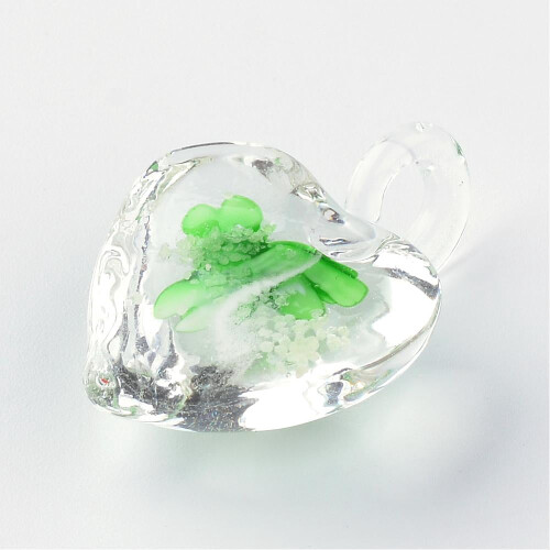 Handmade luminous lampwork pendants with flower heart 50 2