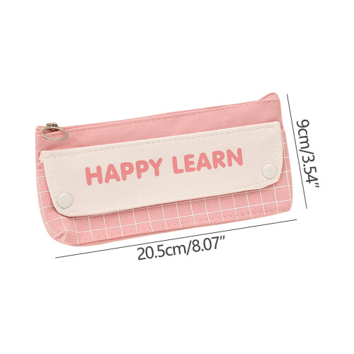 Avtoify Canvas Pencil Case Pink Large Capacity 2