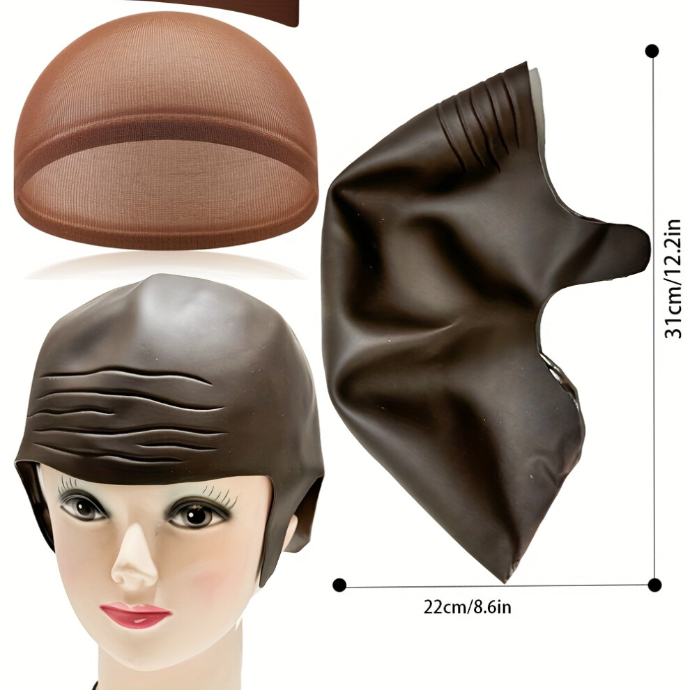 Yetp Star (2, 25.4Cm) [Halloween Bald Hats] A Set Of Two Halloween Bald Hats And Adult Costume Cosplay Latex Bald Wig