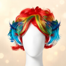 1 Stück 1 Stück Clown-Perücke, geeignet für Männer und Frauen – kurzes, lockiges Party-Kostüm-Haar mit Look, keine Spitzenperücke