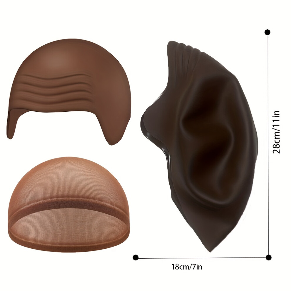 Yetp Star (1, 25.4Cm) [Halloween Bald Hats] A Set Of Two Halloween Bald Hats And Adult Costume Cosplay Latex Bald Wig