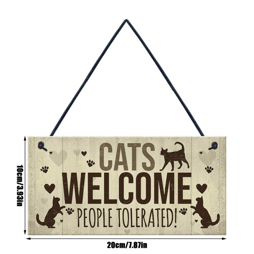 Wooden Cat Tag Sign Rectangular Welcome Decoration 2