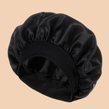 (Black, 1pc) Satijnen slaapmuts met brede rand, perfect voor dagelijks gebruik tijdens het douchen.