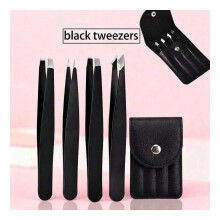 4PCS Eyebrow Tweezer Set Professional Hair Removal Grooming Tools Stainless Steel Angled Tip Tweezers New
