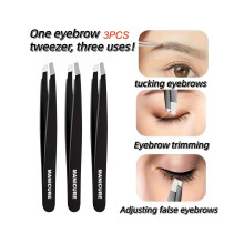 3pcs Eyebrow Tweezers Slant Tip Eyebrow Stainless Steel Hair Removal Tweezers for Beard Plucking New