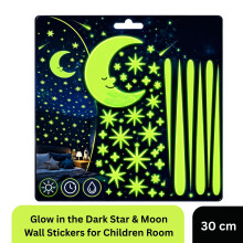 Glow in The Dark Star & Moon Wall Stickers Kids Bedroom Nursery Decor 30cm