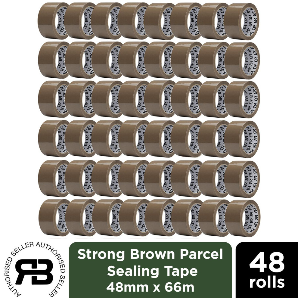 (48 Rolls- Bulk Saver) Brown Packing Tape 48Mm X 66M Strong Parcel Box Tape 12 24 48 Rolls 5056564749393