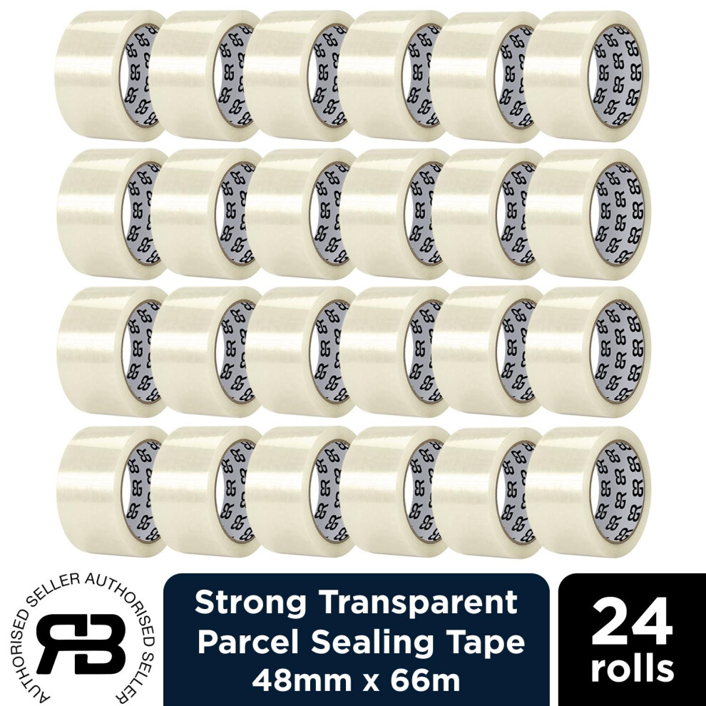 Rackhams Brown Packing Tape 48Mm X 66M Clear Fragile Parcel Box Tape 12, 24 Or 48 Rolls - Clear Packing Tape - 24 Rolls- Best Value - Image 3