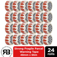 (24 Rolls- Best Value) Fragile Tape 48mm x 66m Packing Tape for Parcels & Boxes(12 / 24 / 48 Rolls)
