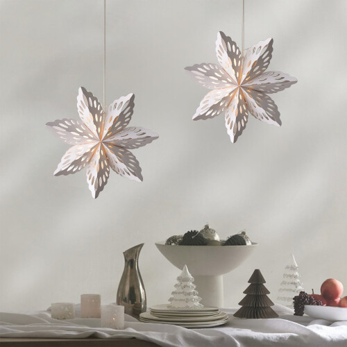 Paper Snowflake Hanging Decorations White 12 pcs
