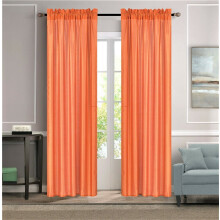 MR2orange, 2-dielna sada závesov na okno s vreckom na tyč, imitácia hodvábu, 2 pevné polopriehľadné panely, šírka 137 cm, dĺžka 167 cm