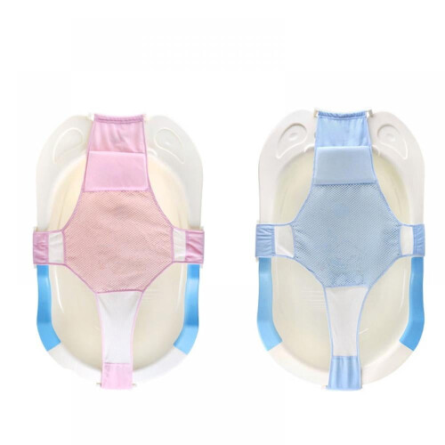 Baby bath seat support net for tub with sling rings 2