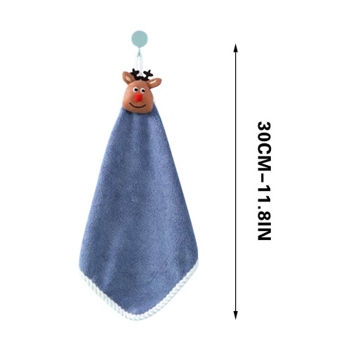 Christmas Hand Towel Blue Plush Absorbent with Hooks 2