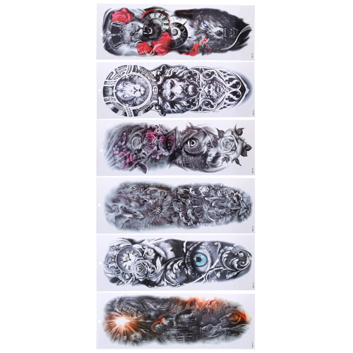 Temporary Tattoos Full Sleeve 6 Sheets Waterproof 1