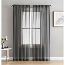 SAMIMPORT-2011 Perdele voal transparente gri închis, solide, 139 x 213 cm (2 panouri)