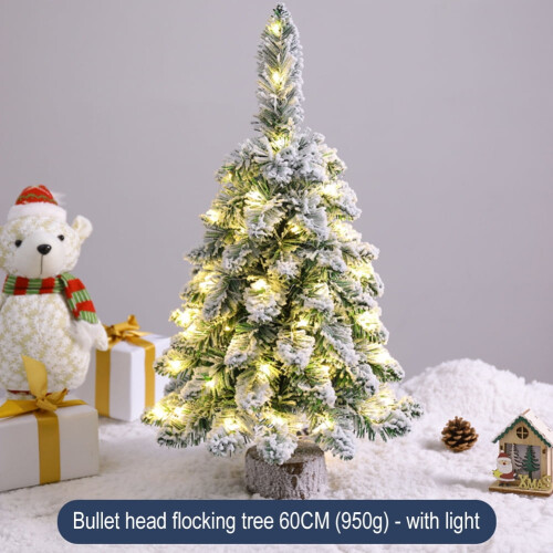 Mini Christmas Tree with LED Lights Flocked Snowy Design 1