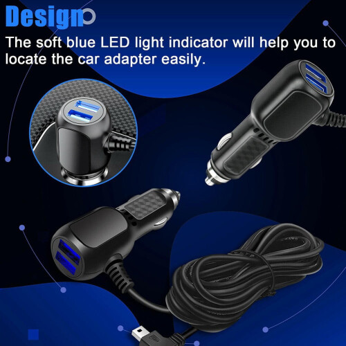 Dash Cam Car Charger USB Cable 11.5 ft 1