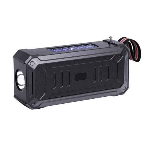 Caixa de som Bluetooth solar com lanterna LED de 10W preta 1