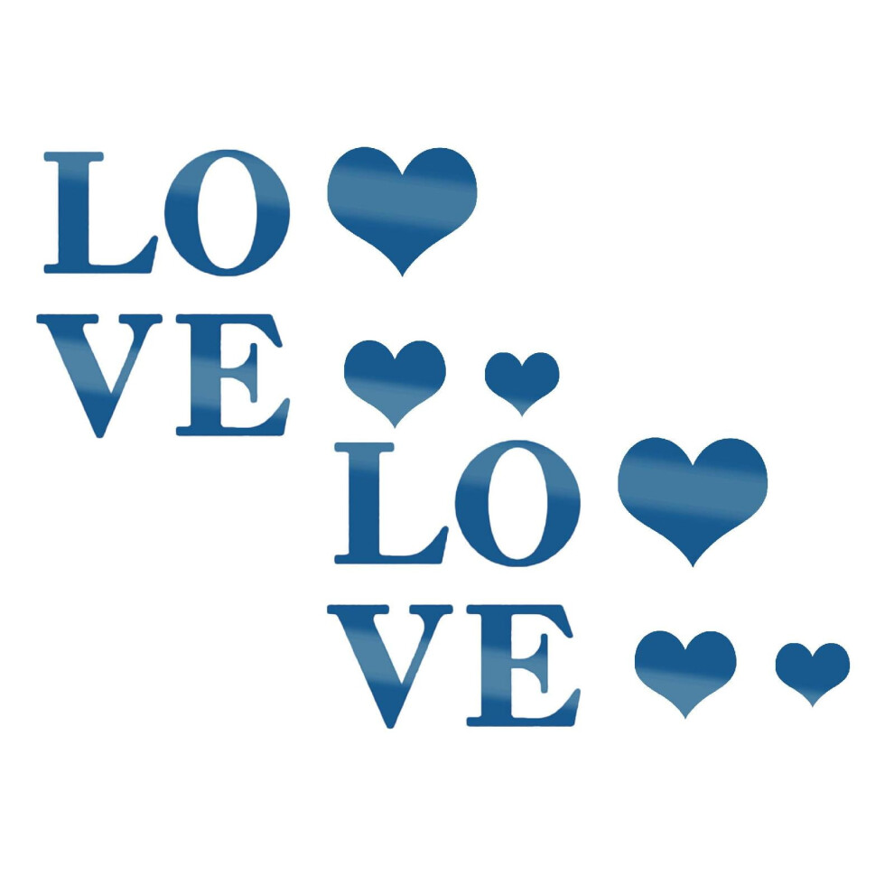 Xubond Acrylic Love Mirror Wall Sticker Blue 1 Piece 913211228876
