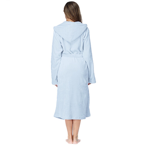 Women's Terry Cloth Hooded Bathrobe Blue Lightweight Soft 2