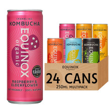 Equinox Kombucha Drink Real Fruit Kombucha Mixed Flavours (24 x 250ml) | Authent