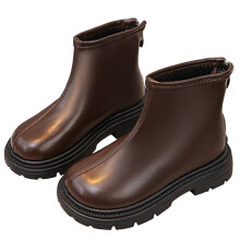 Girls Boots,Mid Calf Boots Comfortable Winter Footwear for Teens Casual Durable Leather Design,Toddler Boots,Z04 Brown,9-9.5 Years