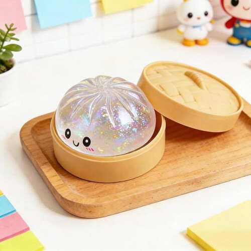 Cutie Interactive Glitter Dumpling Squishy, Silver, 1 Count – Fun Stress Relief Toy for Kids 2