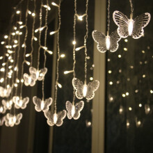 Guirlande lumineuse LED papillon étanche pour rideaux de Noël