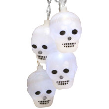 Guirlande lumineuse Kiplyki en liquidation, motif crânes, pour décoration d'Halloween extérieure - Lumières squelettes à brancher pour