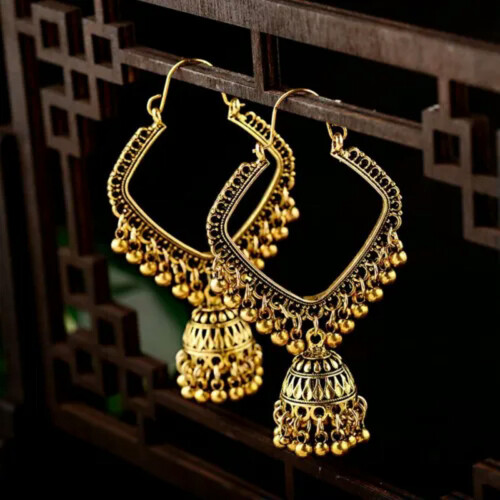 RSAMD Egypt Vintage Boho Ινδικά σκουλαρίκια Jhumka Jhumki Θιβετιανά κοσμήματα Δώρο για γυναίκες-Β 1