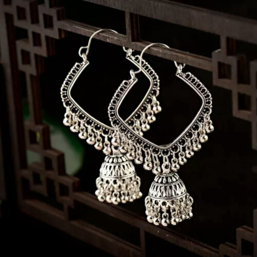 Boucles d'oreilles Jhumka Vintage Boho Argent1Paire 2