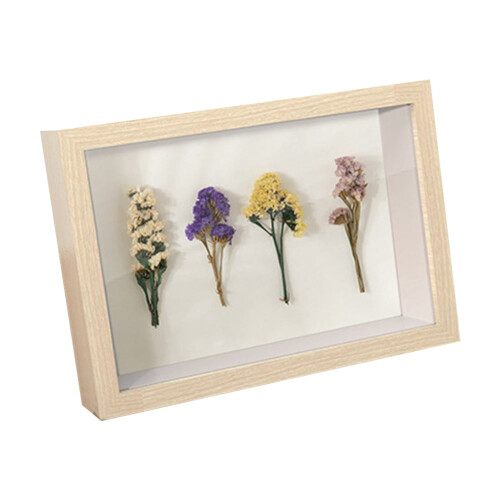 Shadow Box Frame linen brown 10x8 in deep wood glass