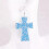 Glitter Sequins Leather Cross Dangle Earrings Sky Blue 2