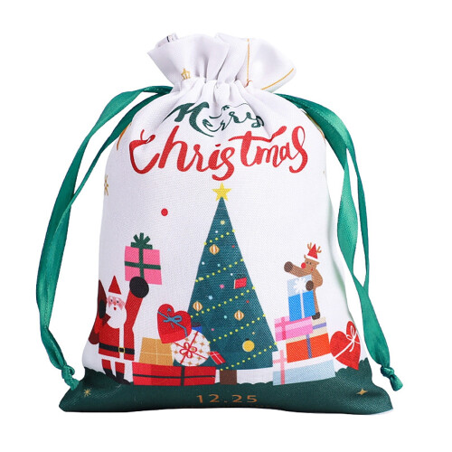 Sac à cordon de Noël en polyester et coton imprimé